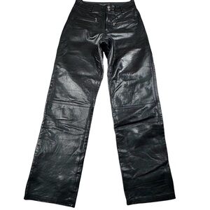 Banana Republic Genuine Leather Black Straight Leg Pants